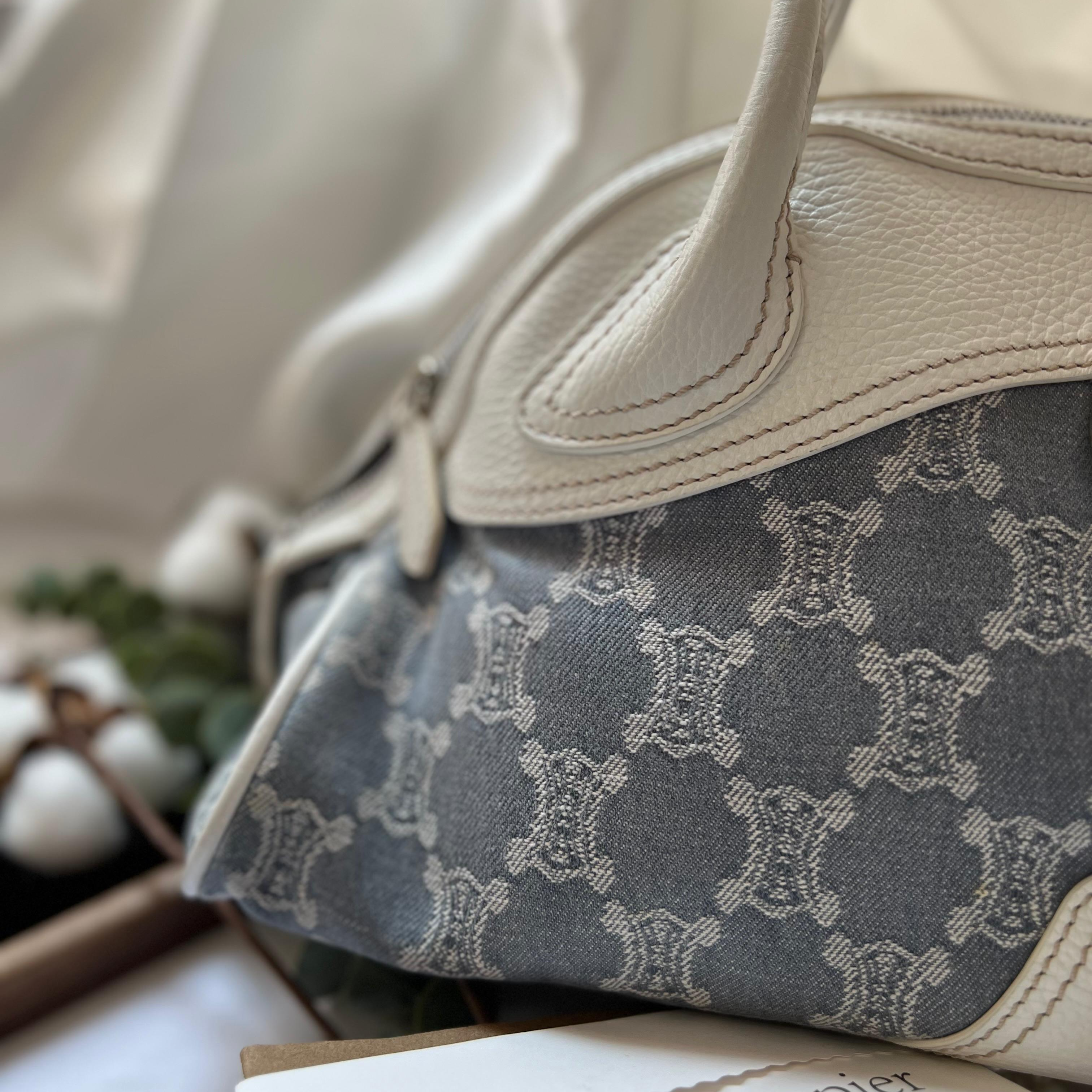 Celine 牛仔拼皮手袋