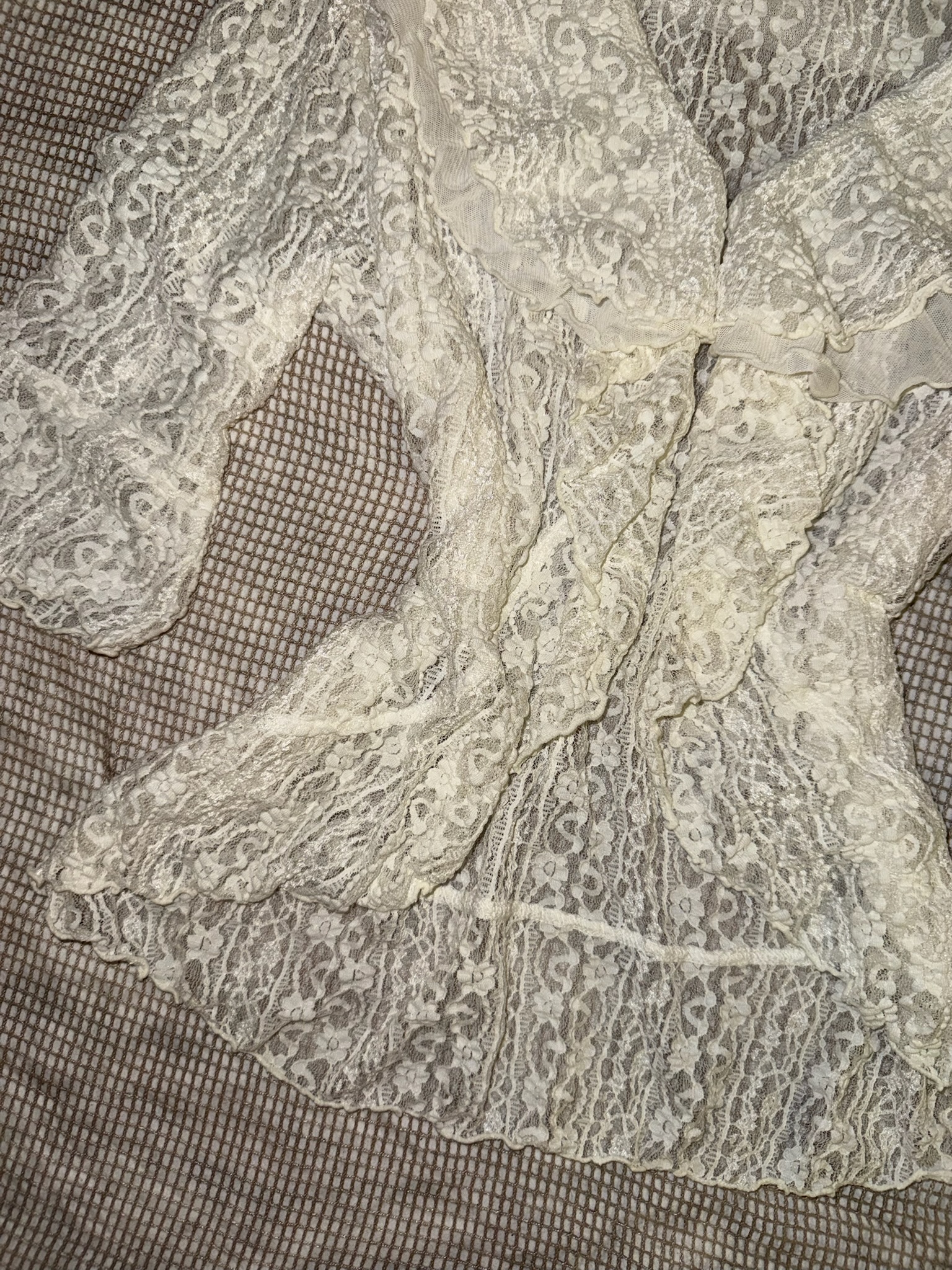 Scalloped Trim Sheer Lace Cardigan with Ruffled Collar