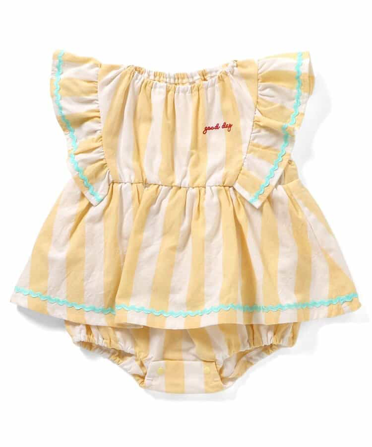 🇯🇵預訂 日本直送🇯🇵BREEZE 兩波浪荷葉邊格紋條紋短袖包屁裙