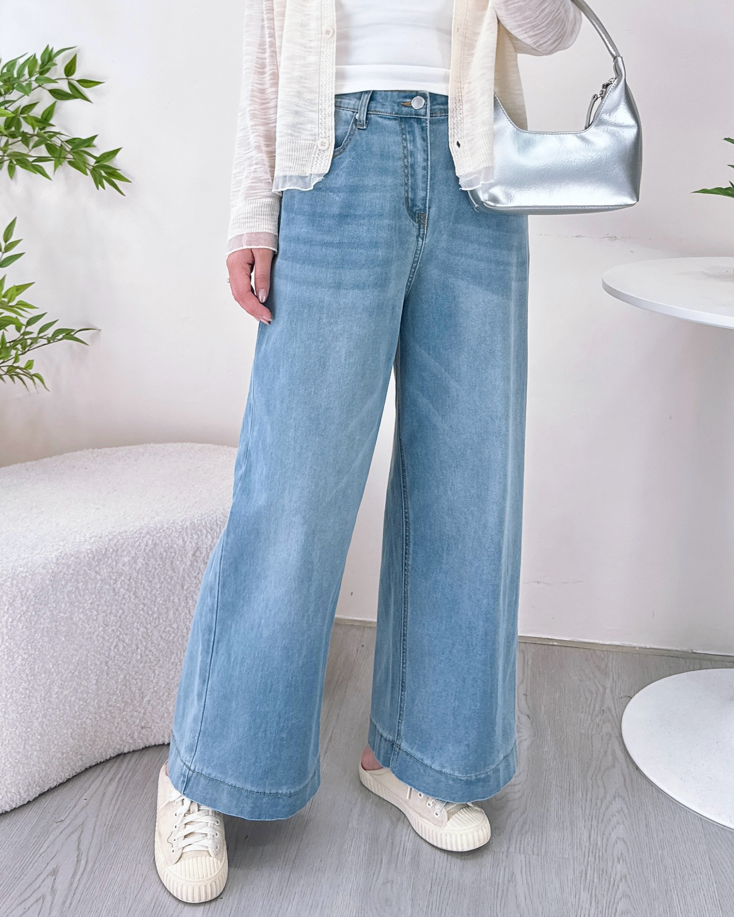 超柔軟顯瘦粉藍薄闊牛