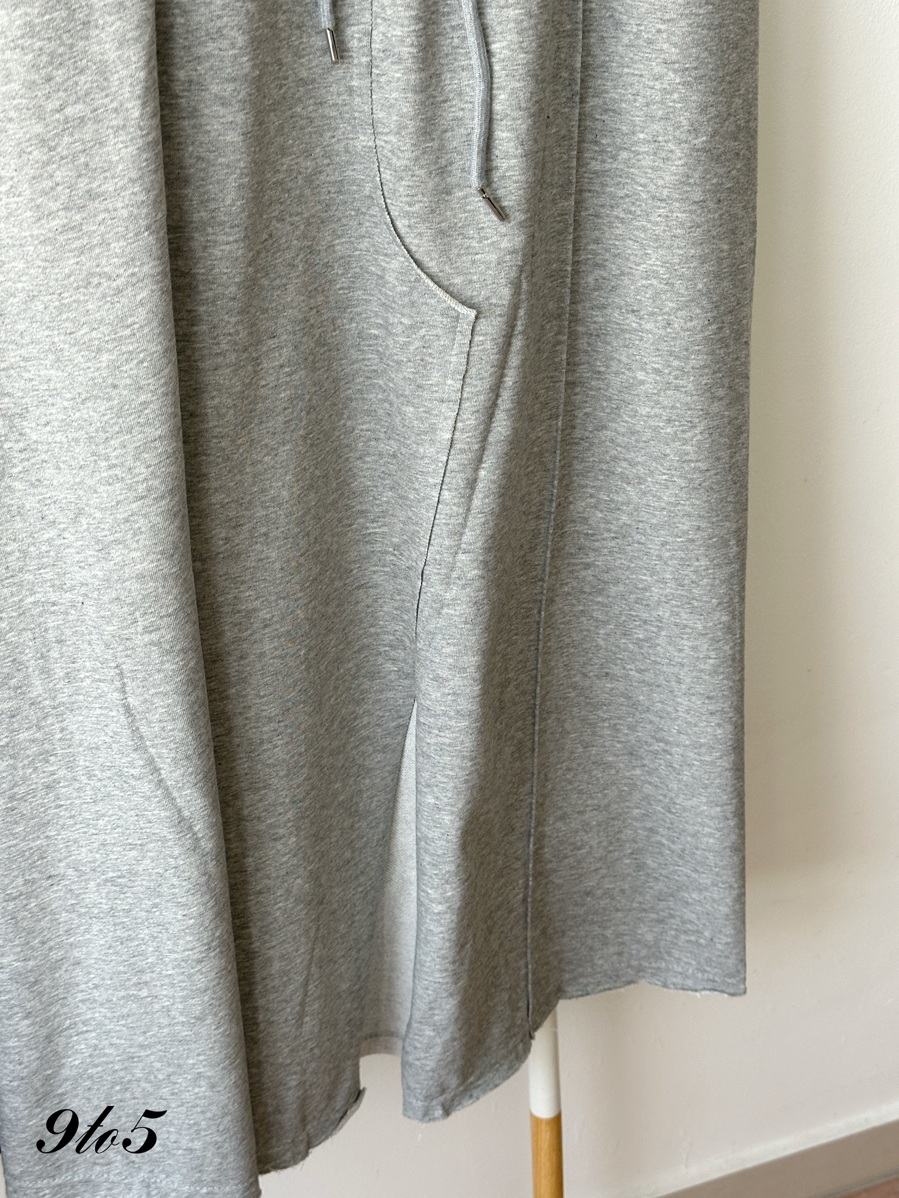 S1921 Drawstring Long Skirt - Black & Grey