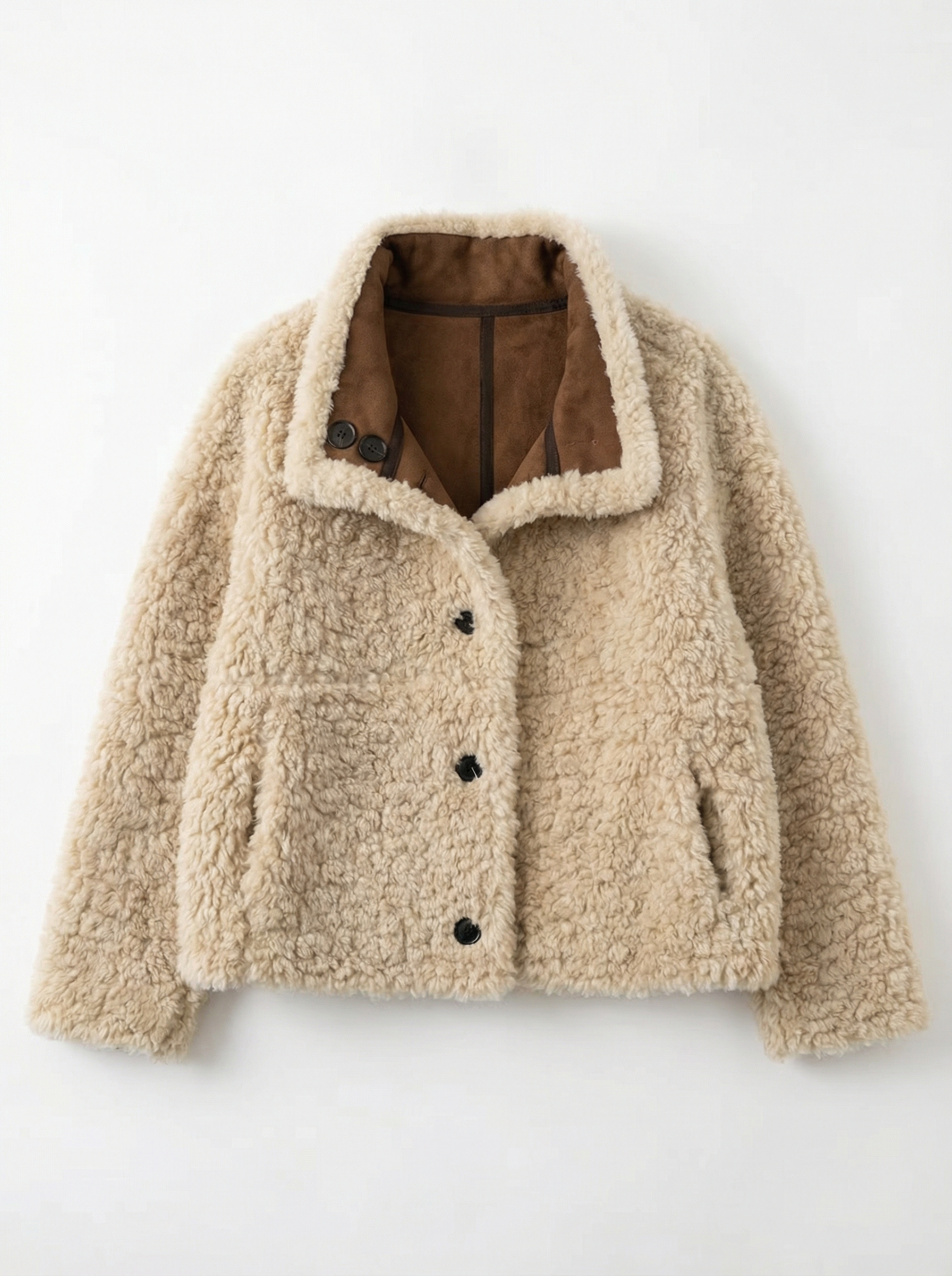 雙面穿麂皮毛領短版飛行夾克