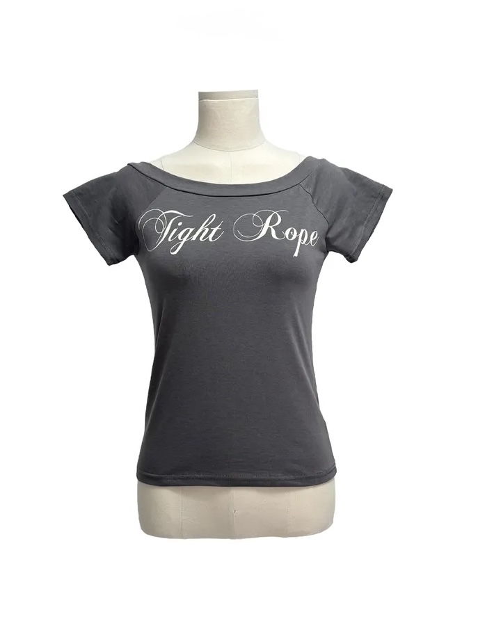 Script Wide Neck Graphic Tee
