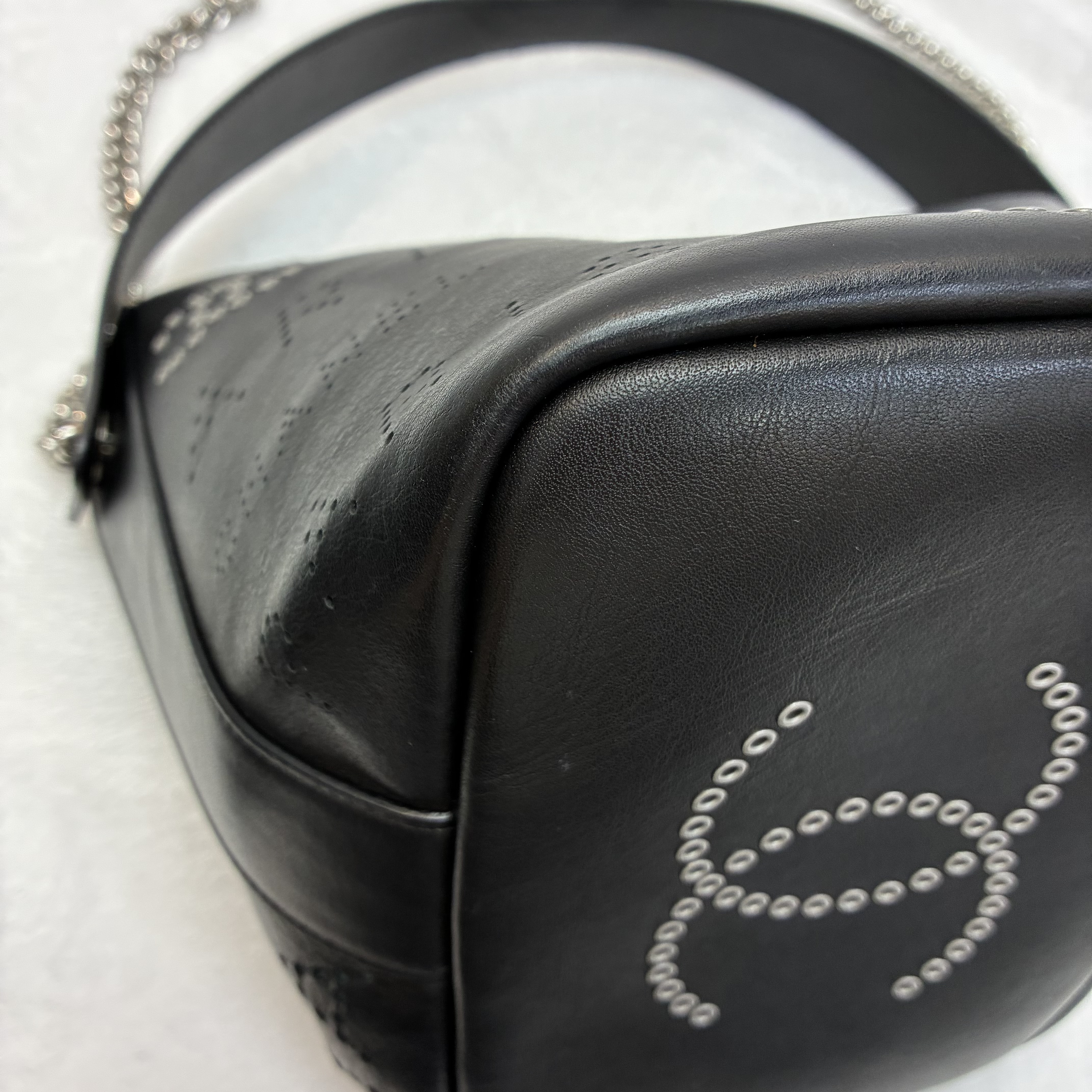 Chanel Small Perforated Calfskin Logo Eyelet Bucket Bag 香奈兒黑色穿孔小牛皮logo眼孔水桶包