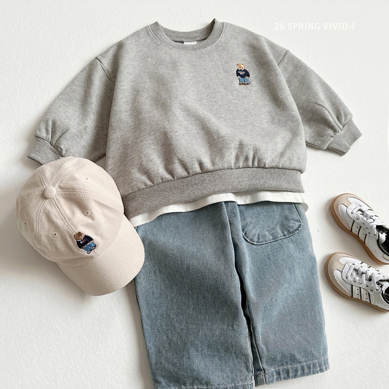 🌸預訂 韓國直送🌸🇰🇷VIVIDI四色標誌性小熊刺繡長袖上下套裝