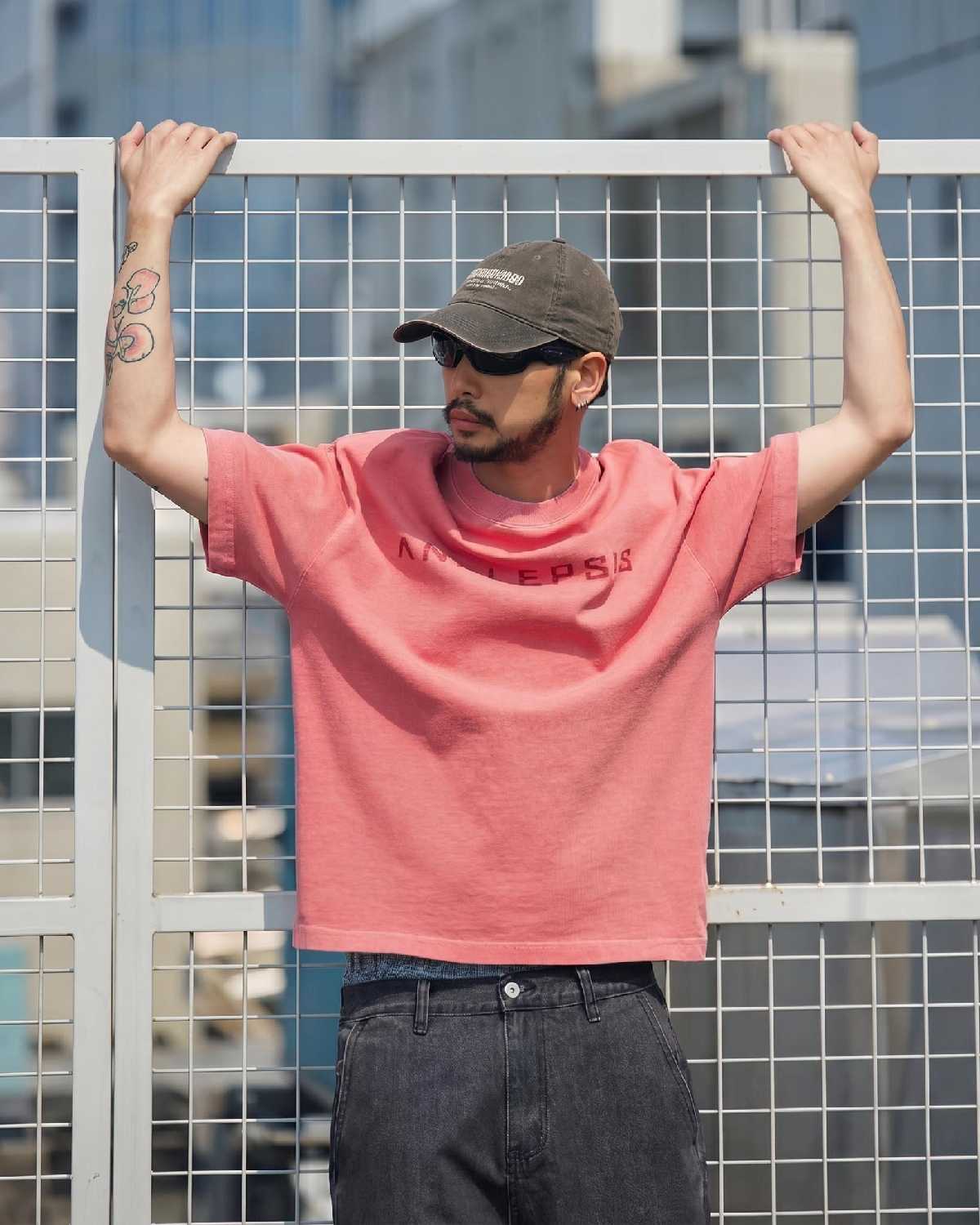 M1318 重磅洗水字母短袖Tee