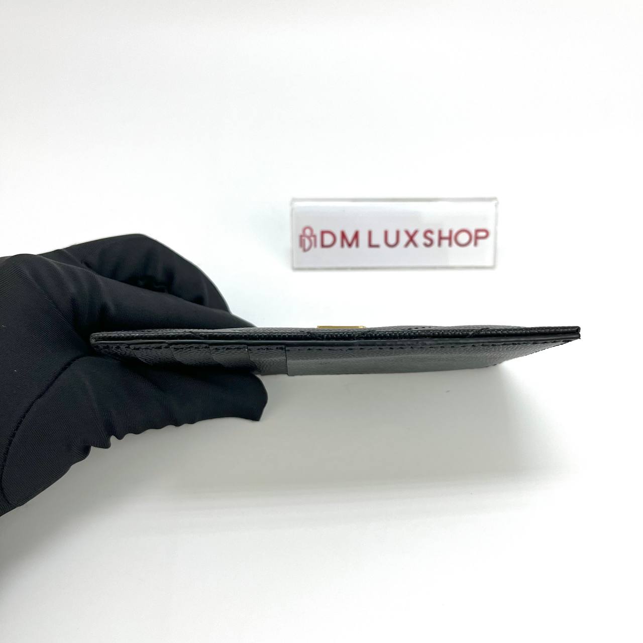 YSL Black Cassandre Matelasse Fragments Card Case GHW