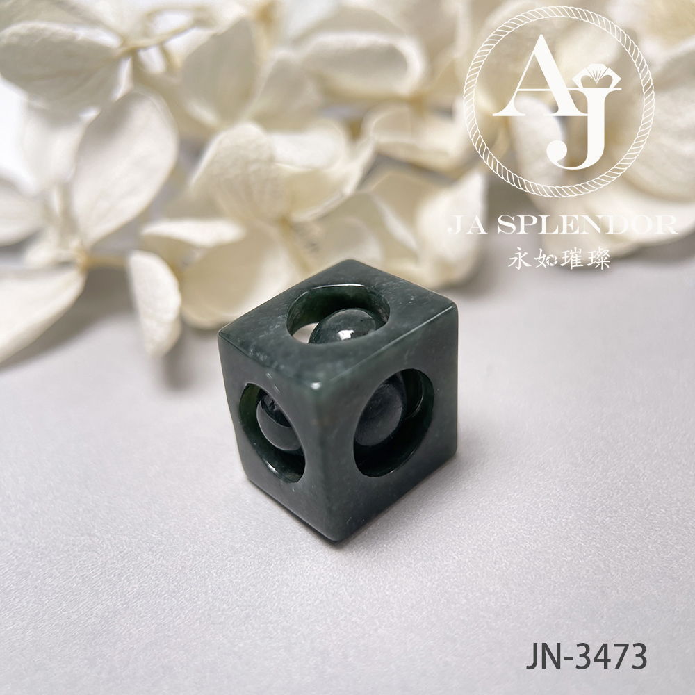 JN-3471/72/73/78/80 天然翡翠A玉 油青墨綠骰子招財進寶吊墜