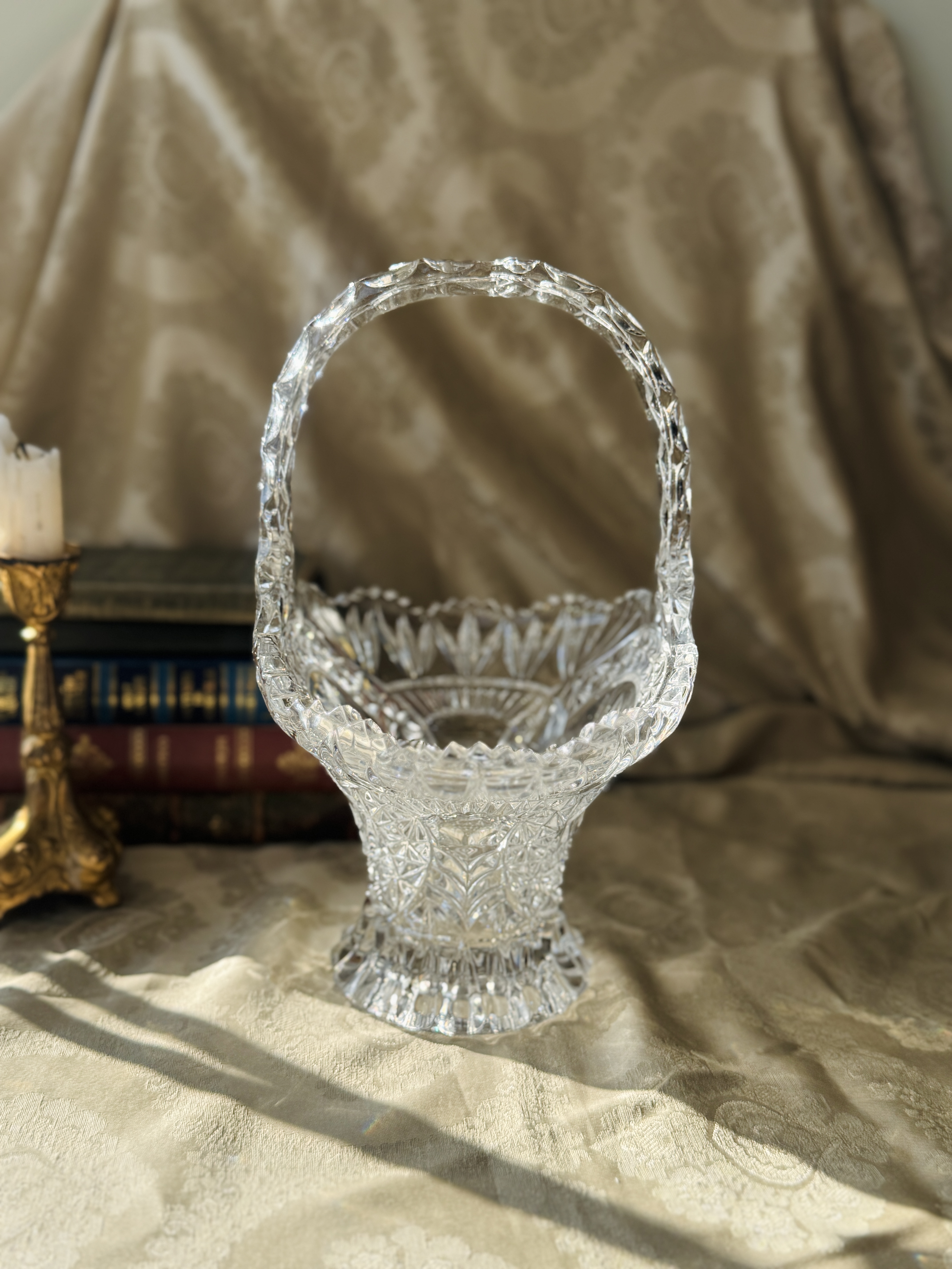C.a. 1970s–1980s German Hofbauer "The Byrdes Collection" Bird Motif Crystal Deep Basket (MT2587)