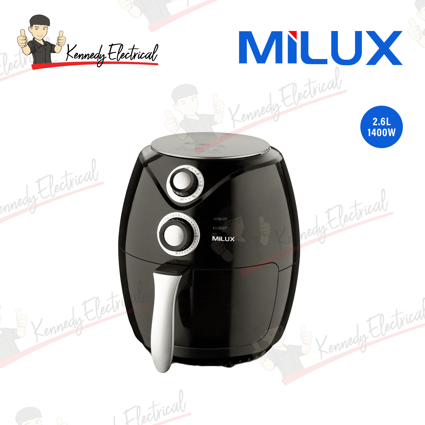 Milux 2.6L 1400W Speedy Air Fryer (MAF-1488BK)