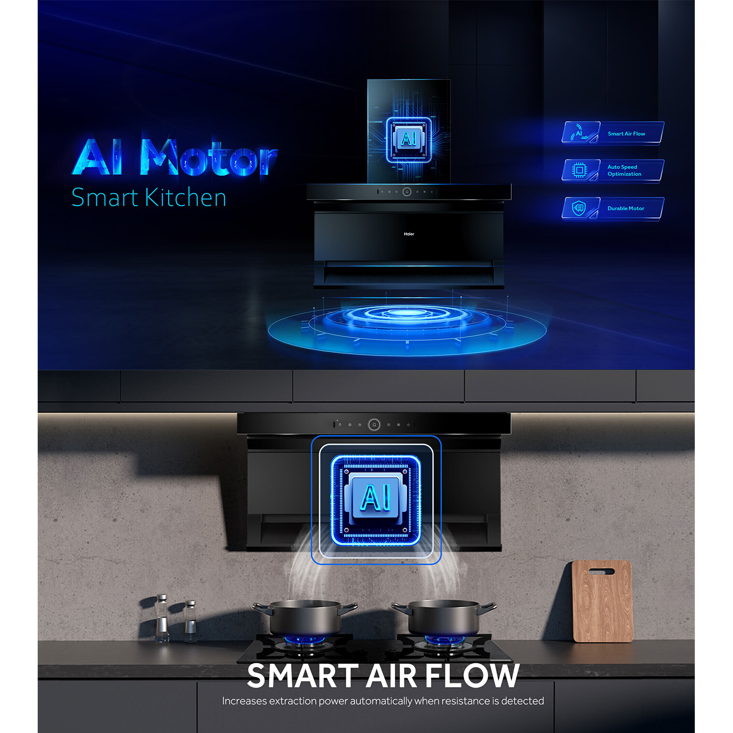 Haier 90cm Vertical Cooker Hood (HVQ-795HGBGMY)