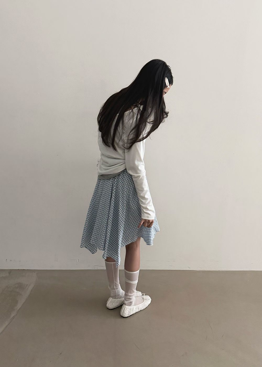 221364 格仔綁腰半截裙