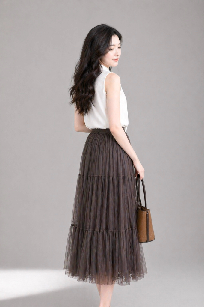 952 Ethereal Tiered Tulle Skirt