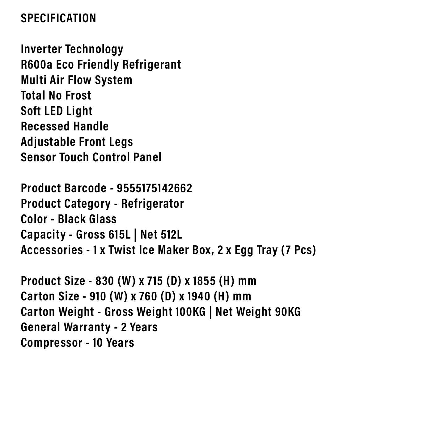 Faber 615L Elite Side-by-Side Fridge ELITE SBS 552