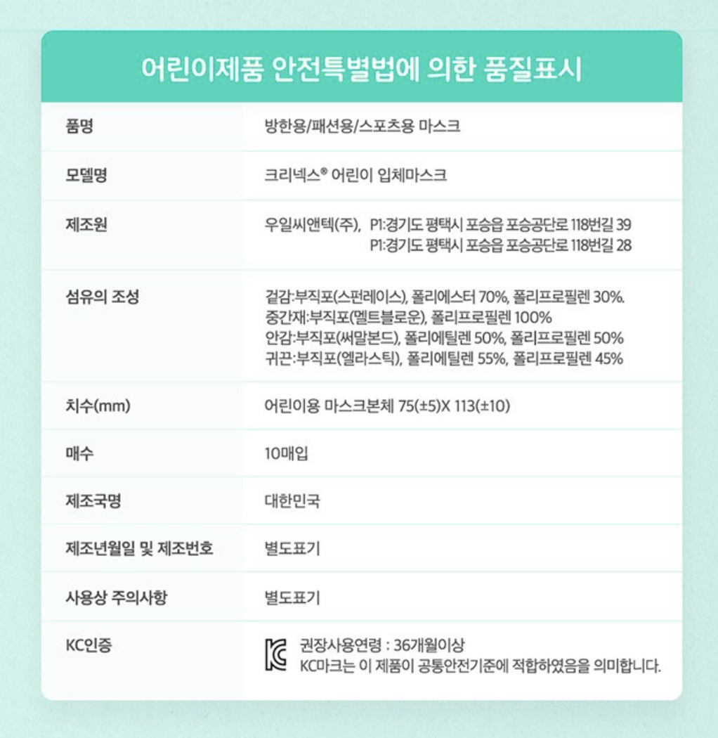 媽媽界力捧 ｜韓國製 Kleenex 健力士 兒童幼兒 3D 立體口罩 10片 / 盒