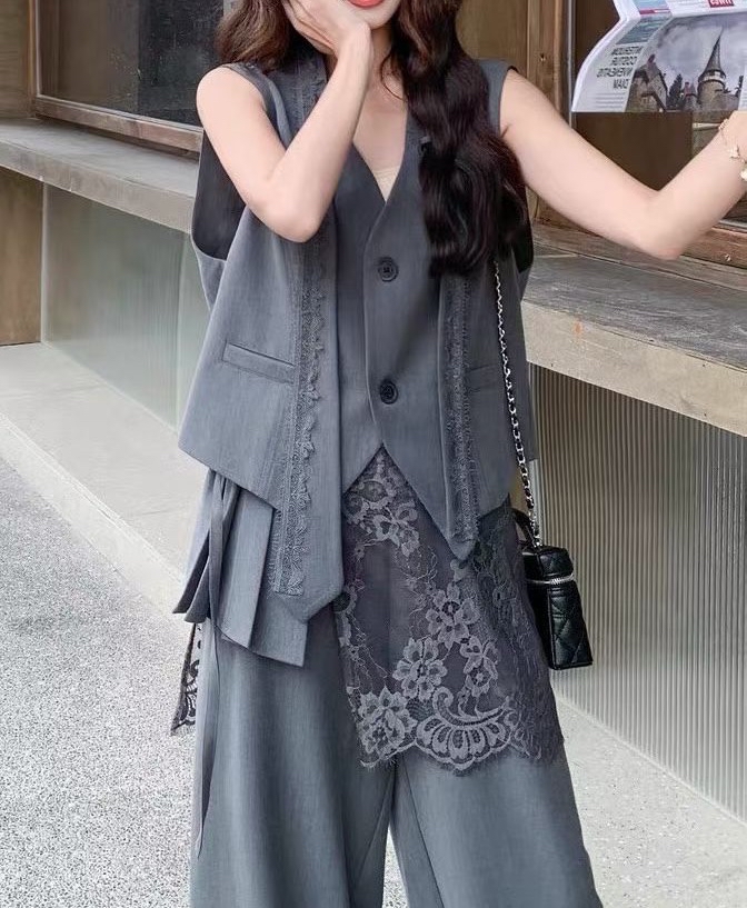 後lace 西裝背心外套