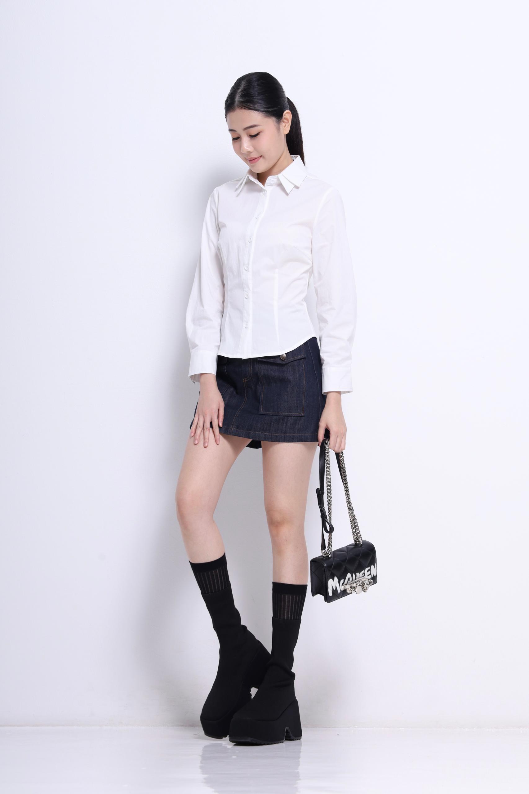 CB2708 DOUBLE LAPEL COLLAR SHIRT BLOUSE