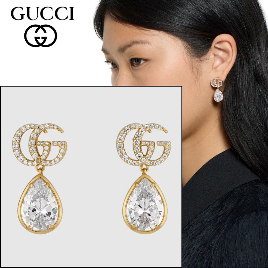 【原單】GUCCI GG Marmont Crystal Drop Earrings 水滴吊墜耳環 - 禮盒裝