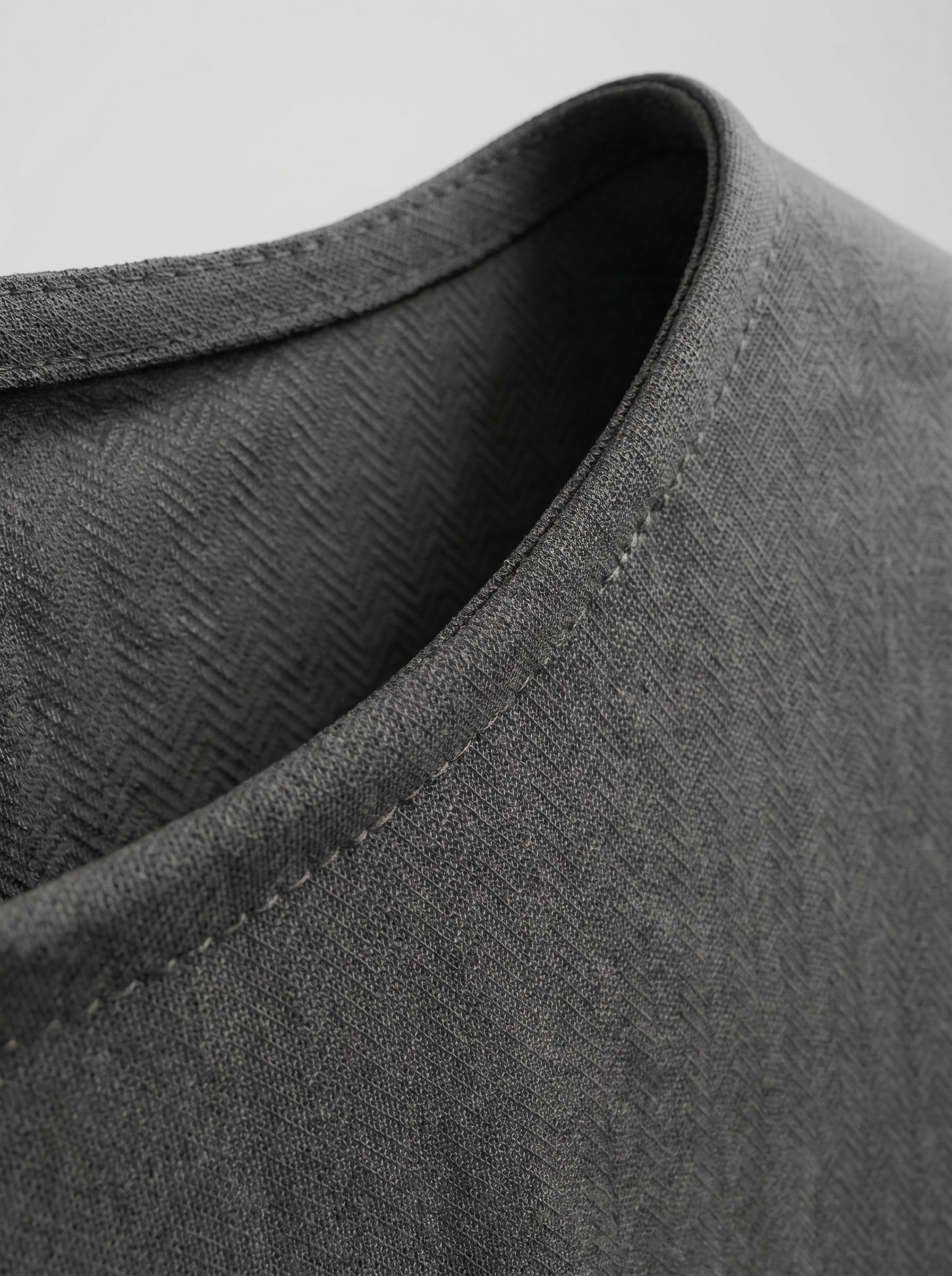 冰涼感彈性灰黑不對稱抽褶上衣
