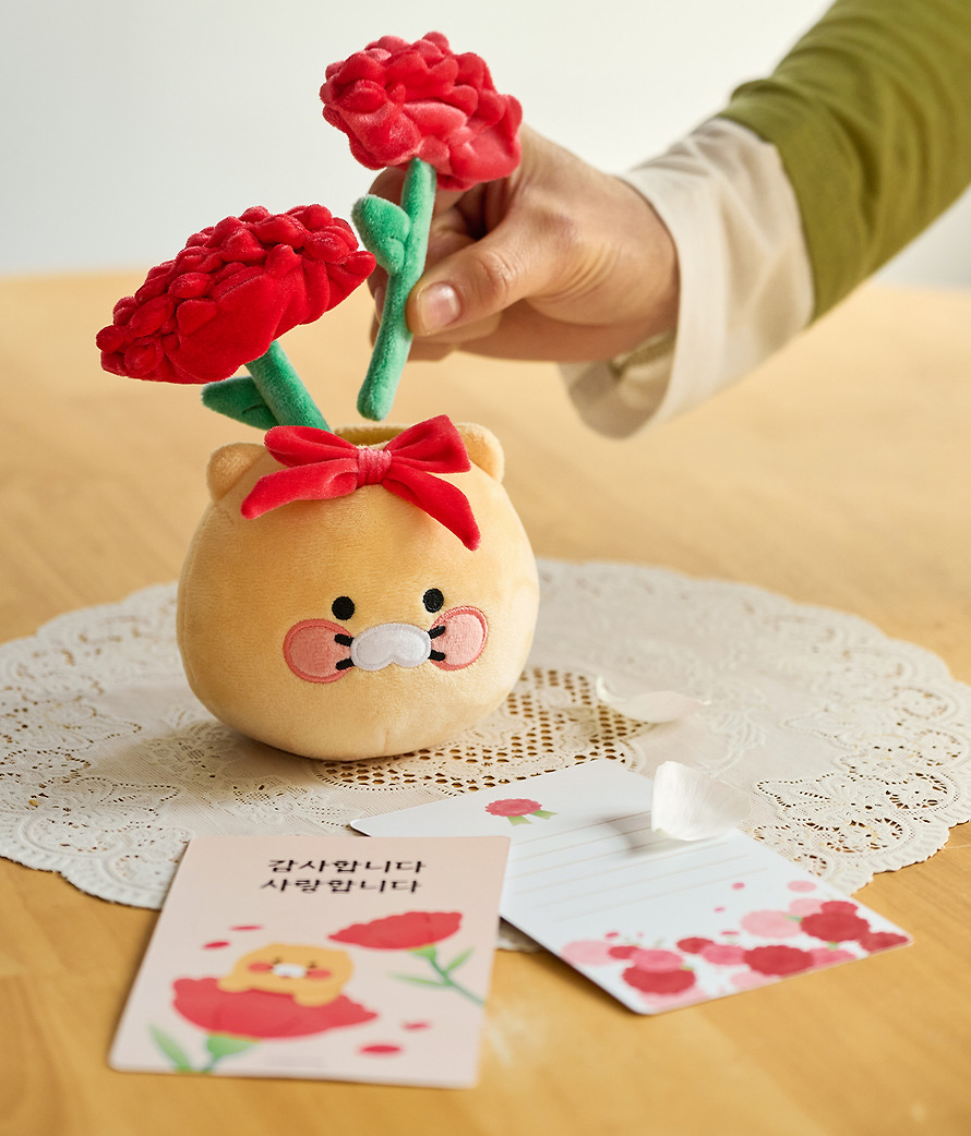 春植 康乃馨 花盆 公仔