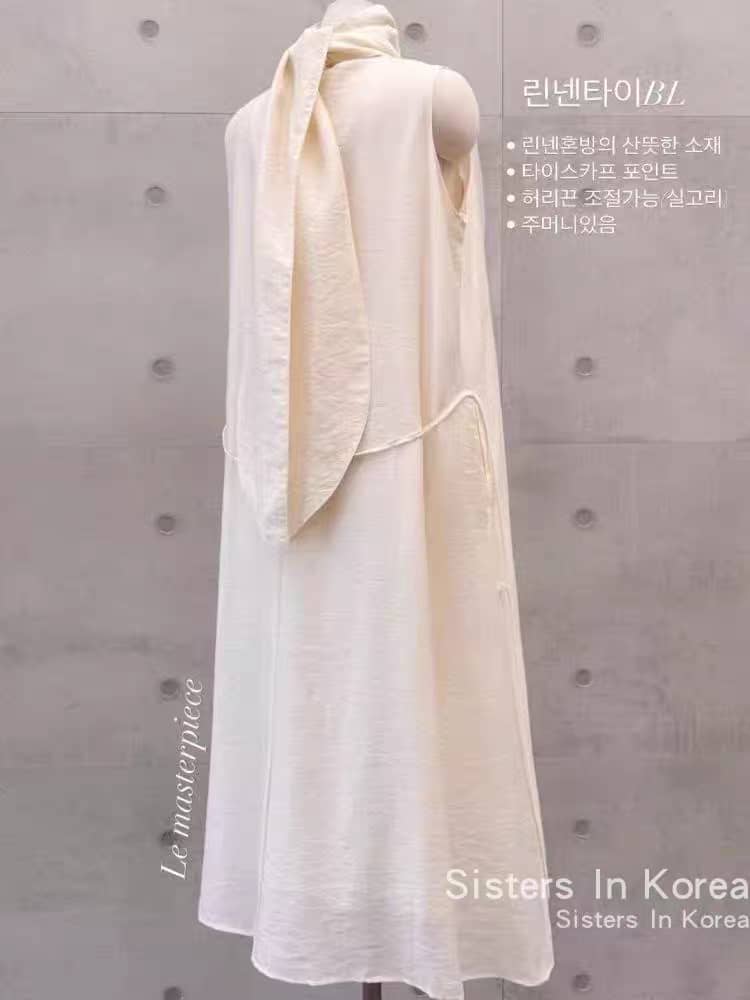 Sleeveless Dress with Scarf-Inspired Neckline‖ 领口围巾设计无袖连衣裙 KR021671152