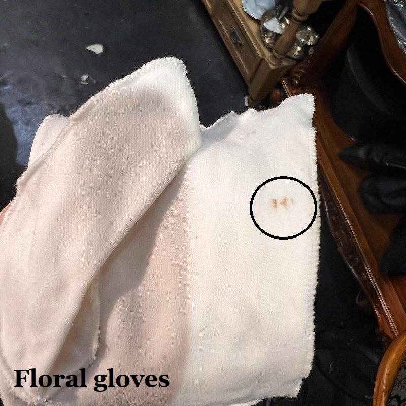 Vintage Embroidered Wrist-Length White Fabric Day Gloves (MT331)