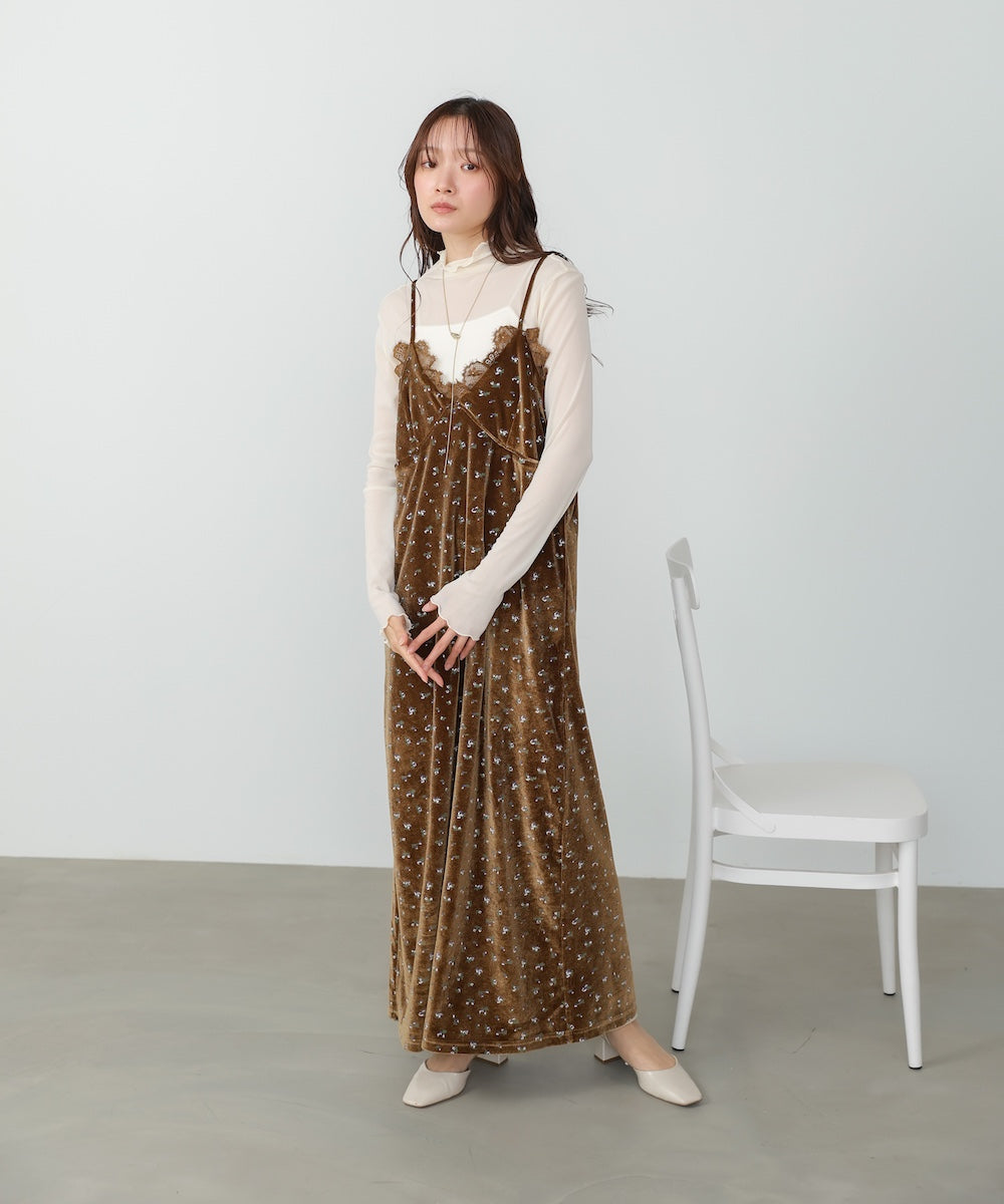 <限量現貨<JP> 浪漫x打卡Must Have 細帶蕾絲小碎花OPS* 可可啡