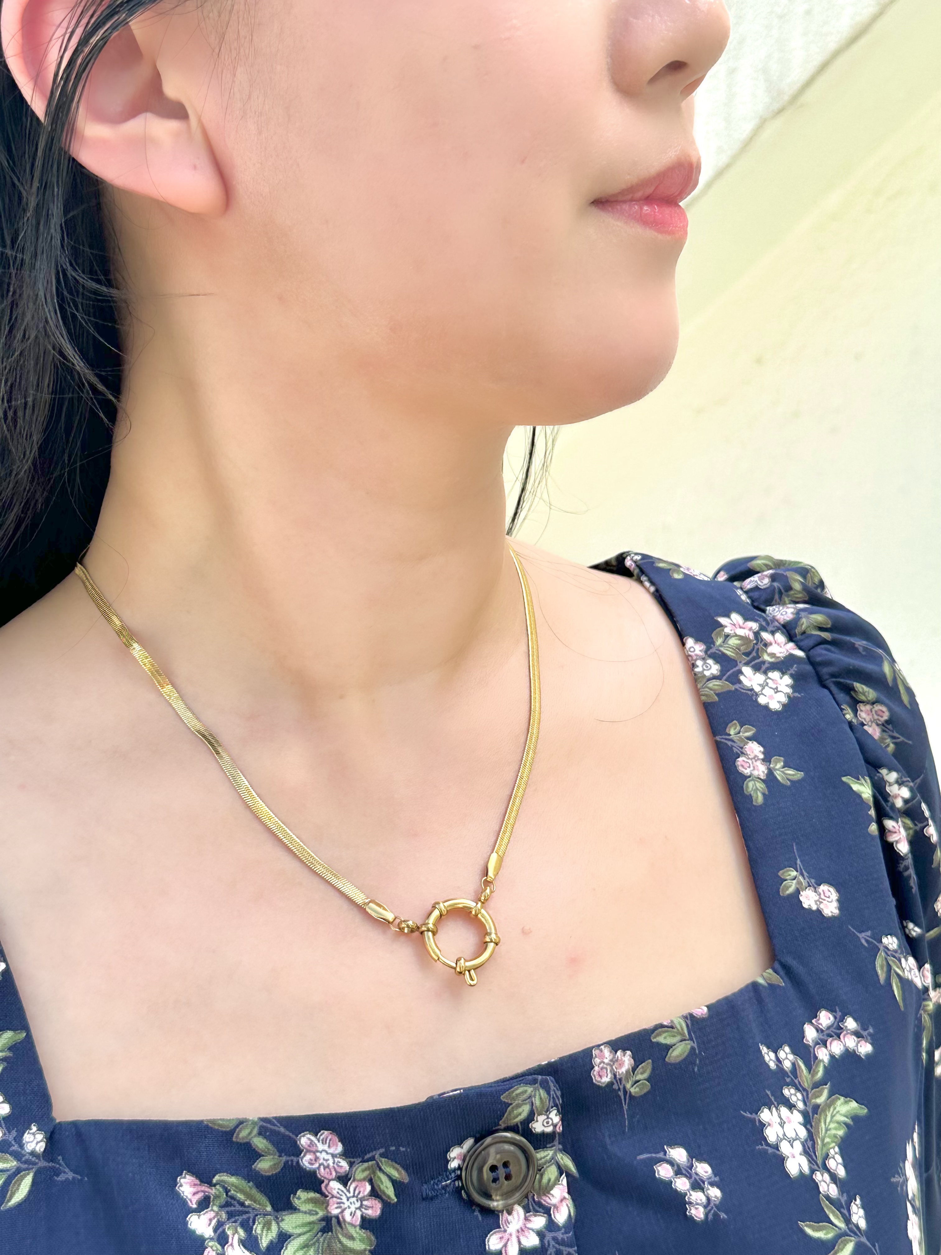 Gold anchor snake stainless necklace