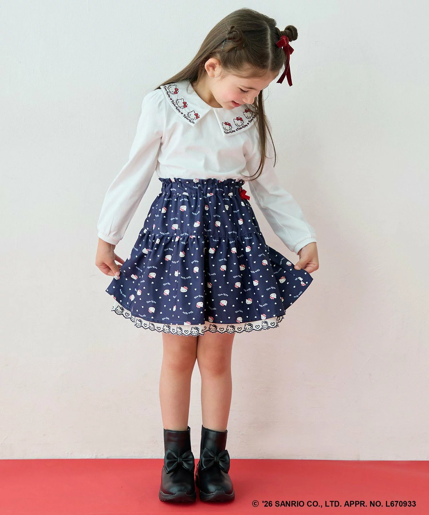 🆕【⭐訂購⭐】🇯🇵日本直送 🌀 #Kitty  蕾絲刺繡裙擺 印花半身裙［2款選］🌀  [ELJA-0074][261108]