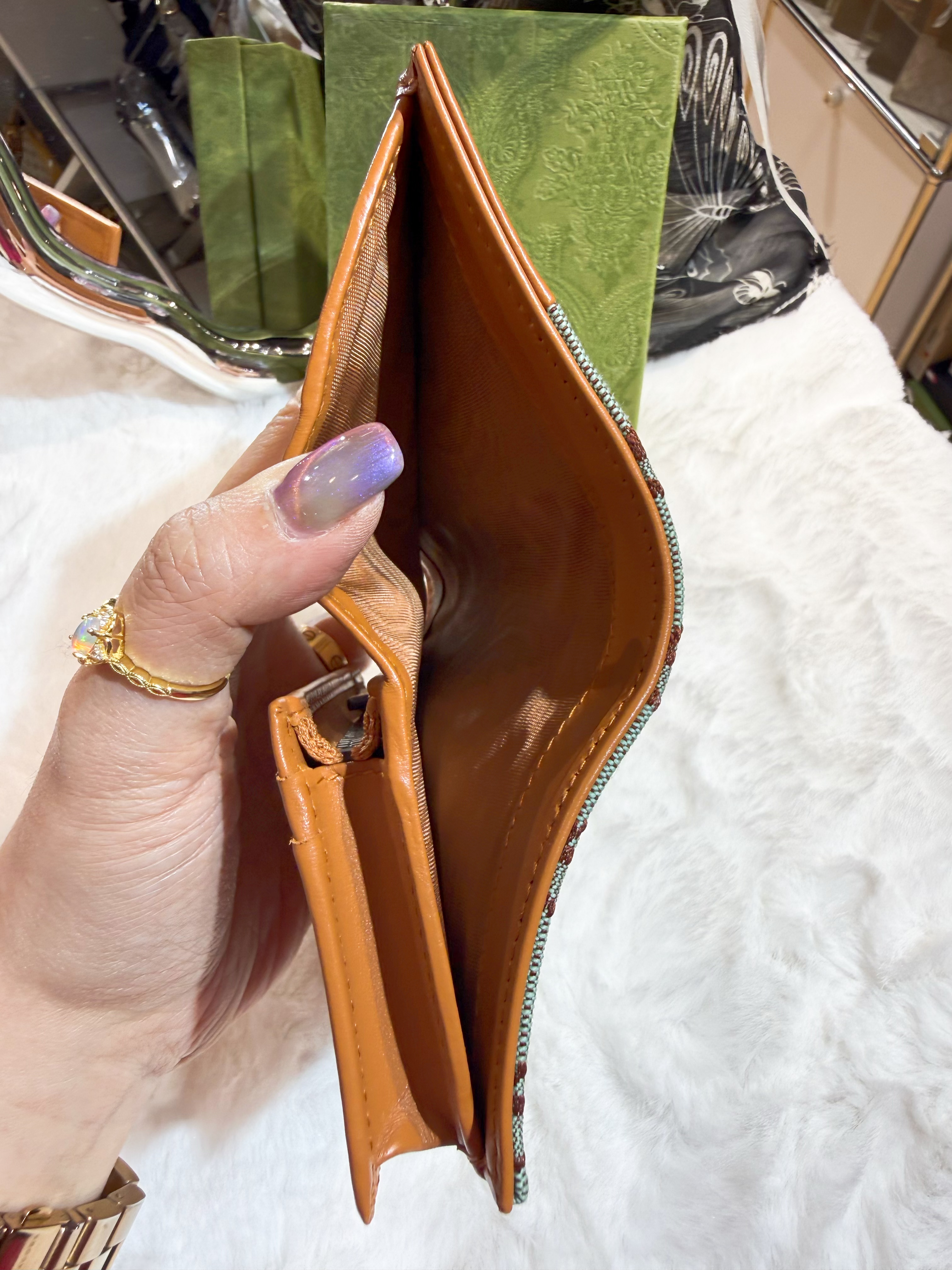 Gucci mini wallet canvas/avocado