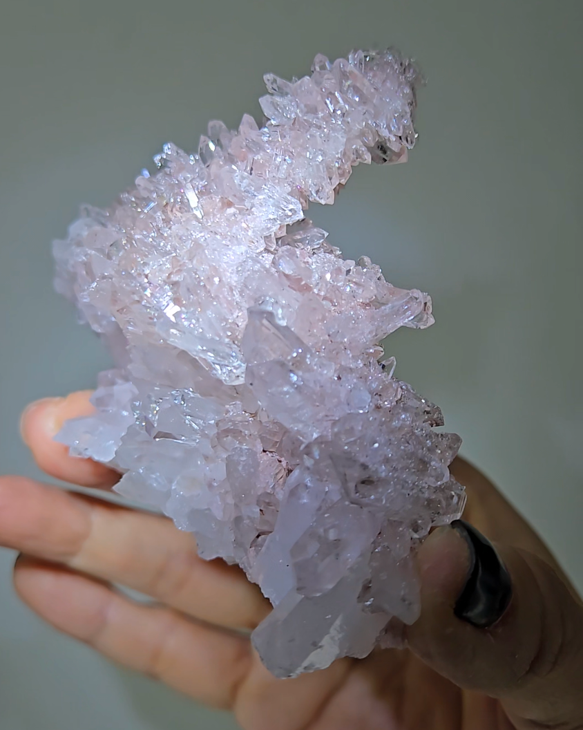 Pink Lemurian quartz with double terminations, rainbows - LQ178