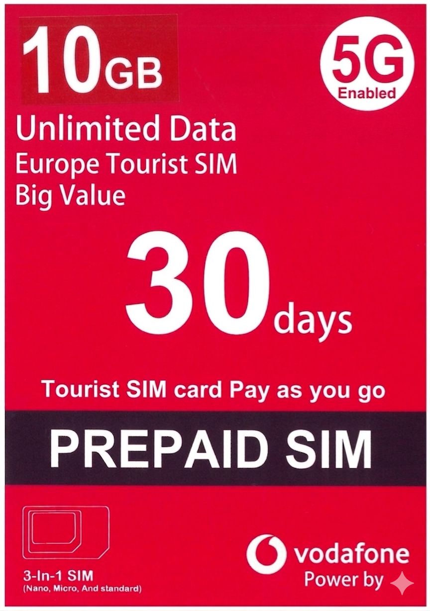📬限時包平郵📬Vodafone 5G/4G歐洲多國30天10GB數據卡/即插即用/無需實名Europe Data Sim土耳其/黑山/USA/烏茲別克/以色列/瑞士 Travel sim