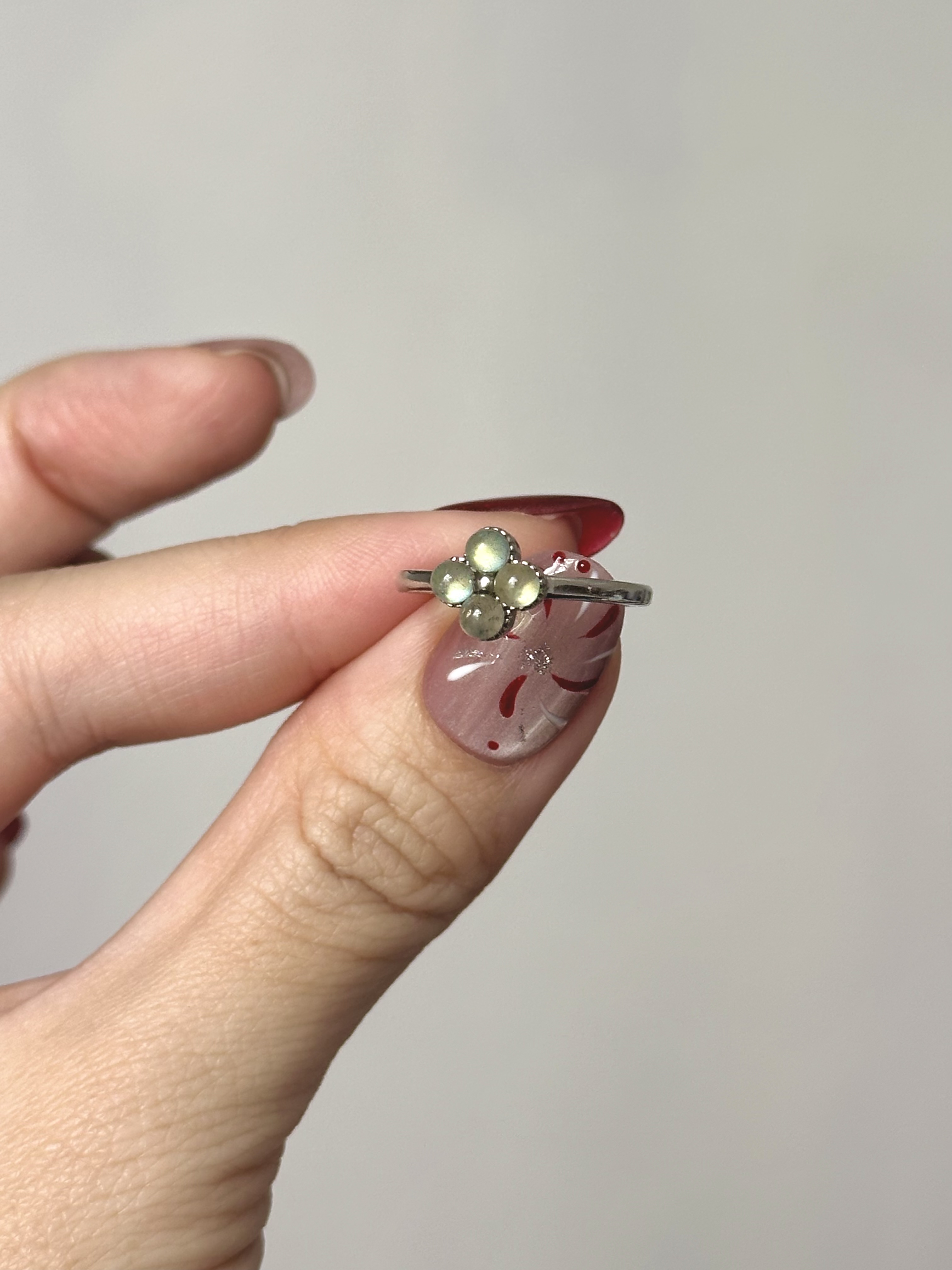 Labradorite Clover Ring 拉长石四叶草戒指