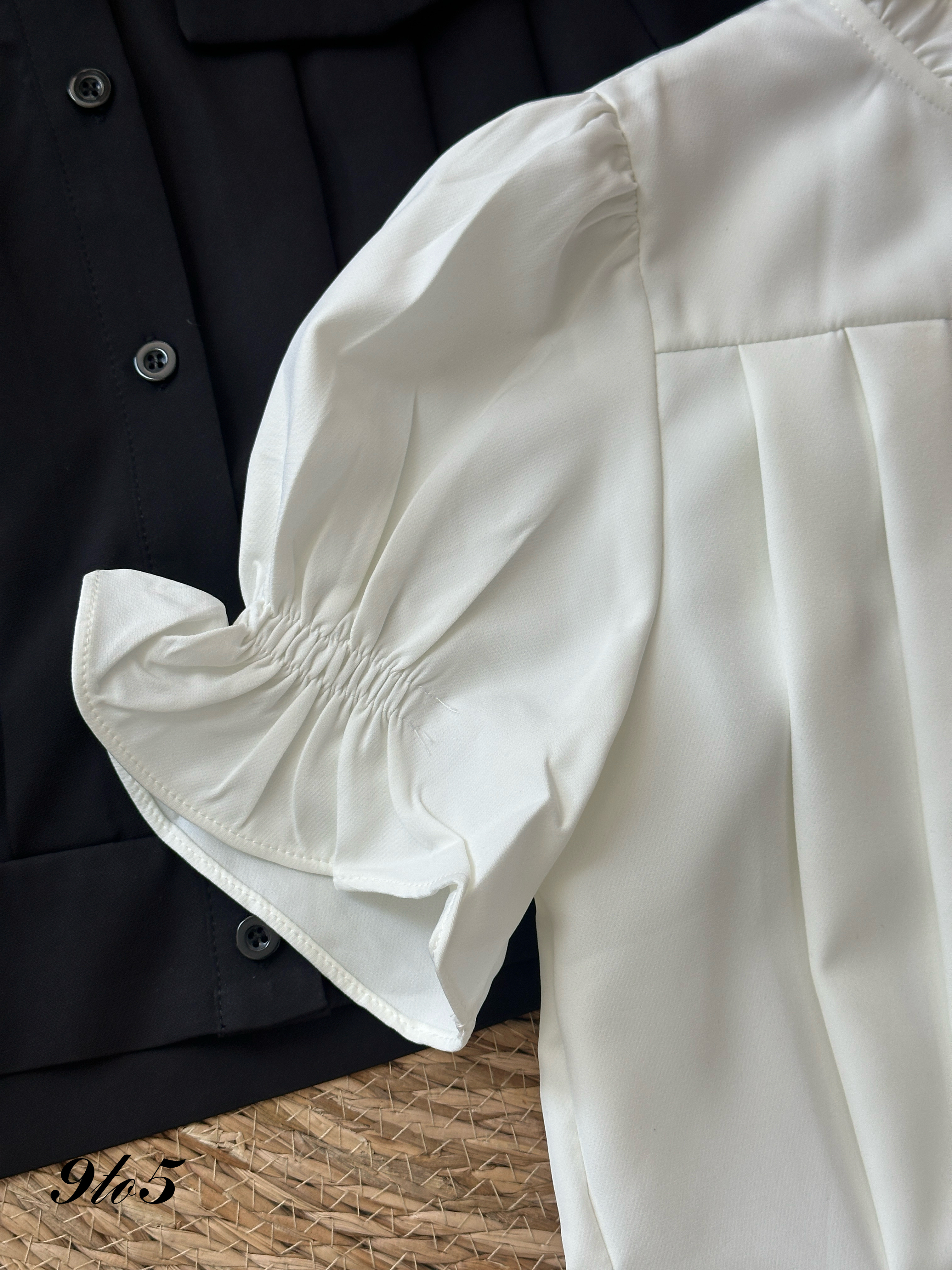 T3986 Puff Sleeve Ruffle Collar Top - 3 Colors 