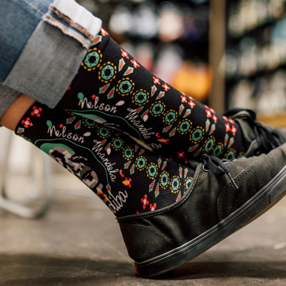 Sox Nelson Mandela Foundation Black Socks