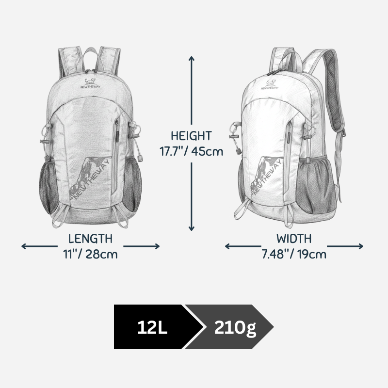 12 L Retractable Hiking Backpack / Travel Backpack
