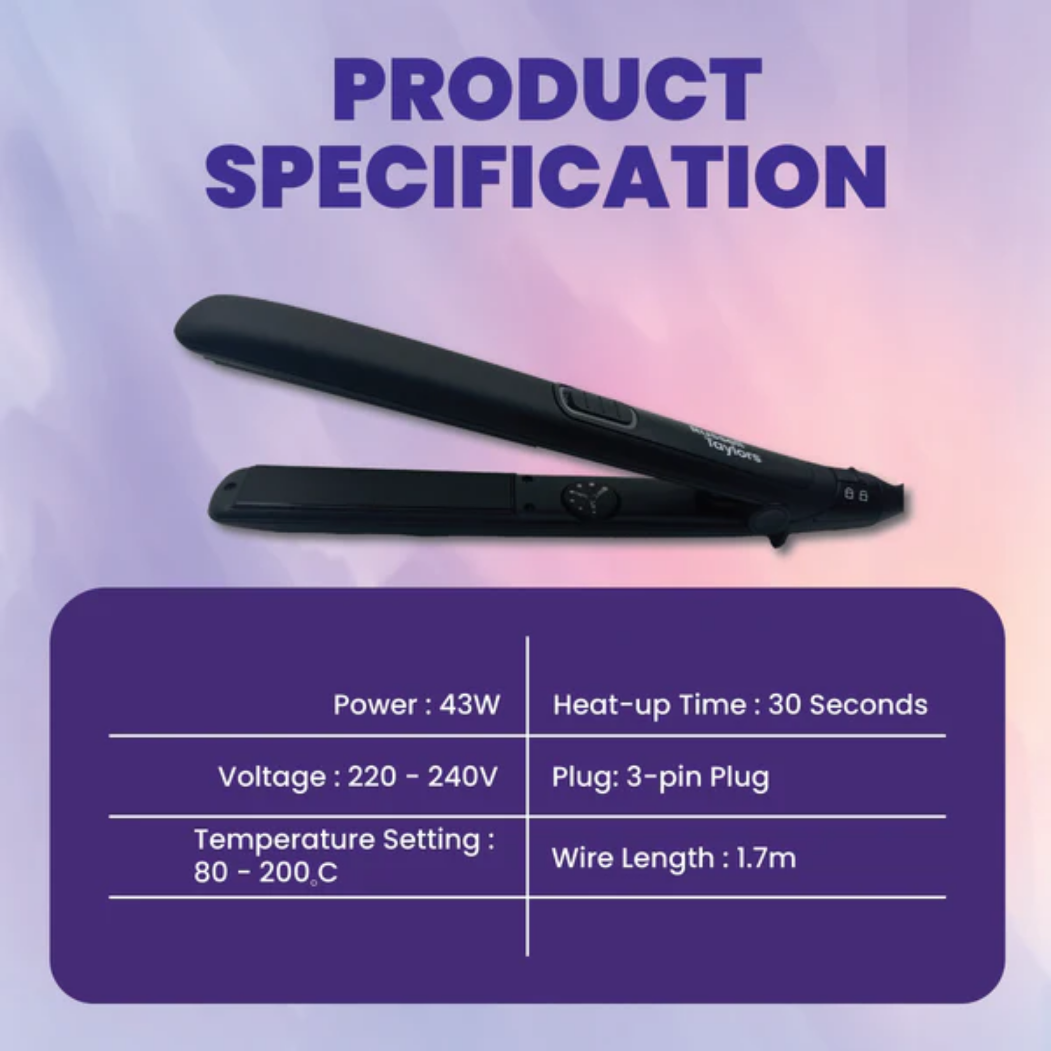 Russell Taylors Hair Straightener (HS1)