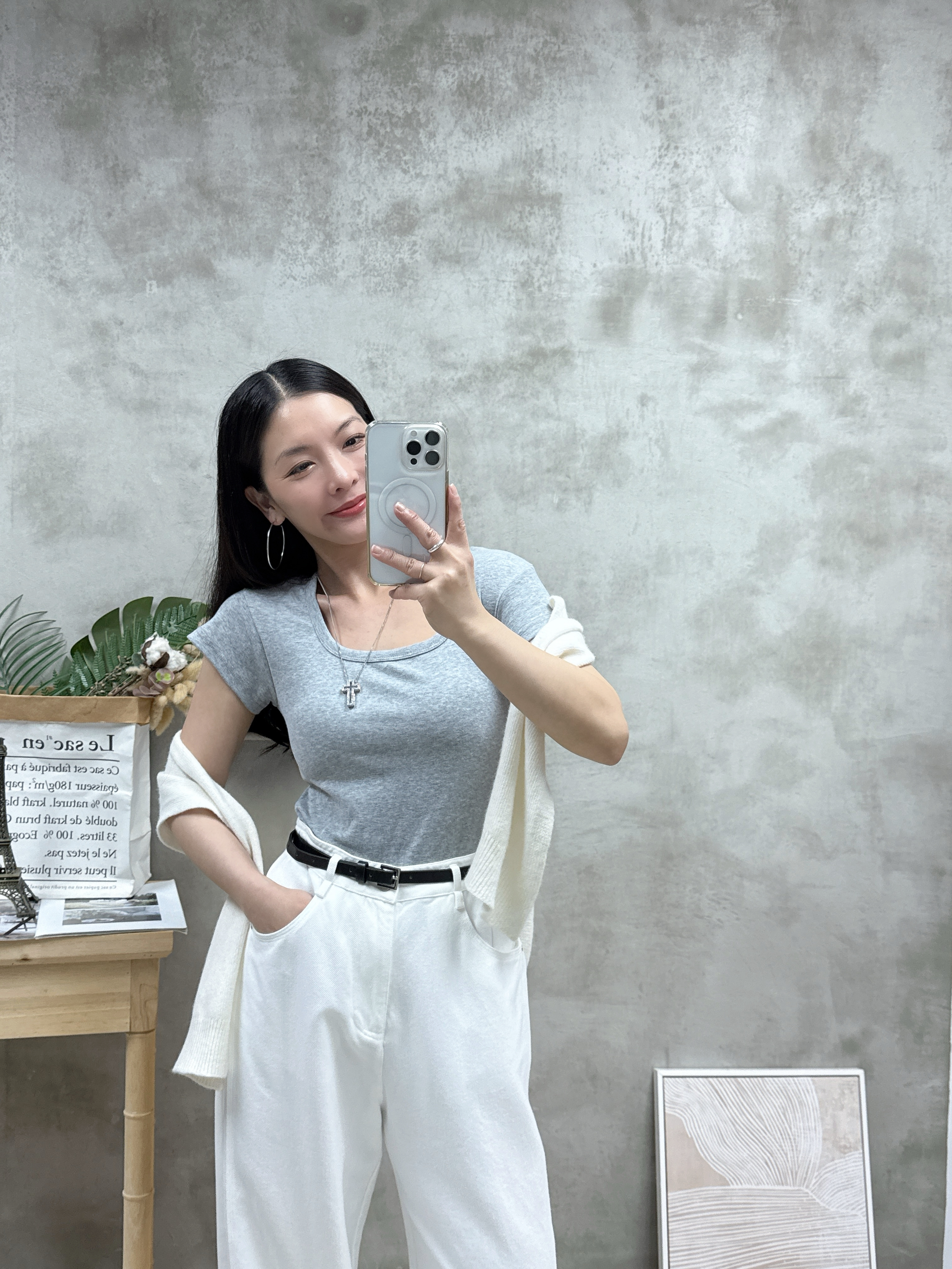 F13 方領凈色Top
