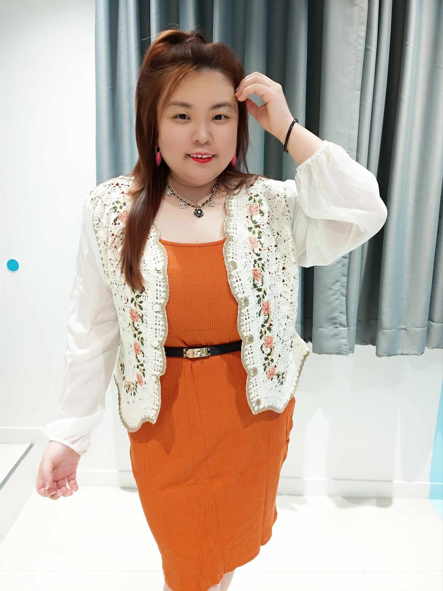 ENF09 DOD05 拼针织勾花设计外套( 胸围 100-130CM)