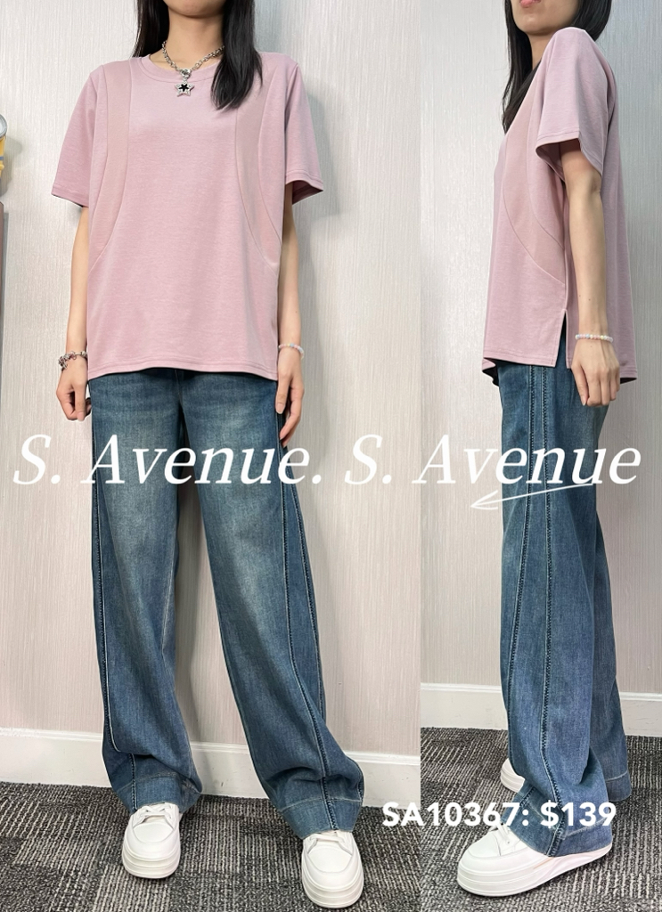 SA10367: 短袖側拼布有骨tee