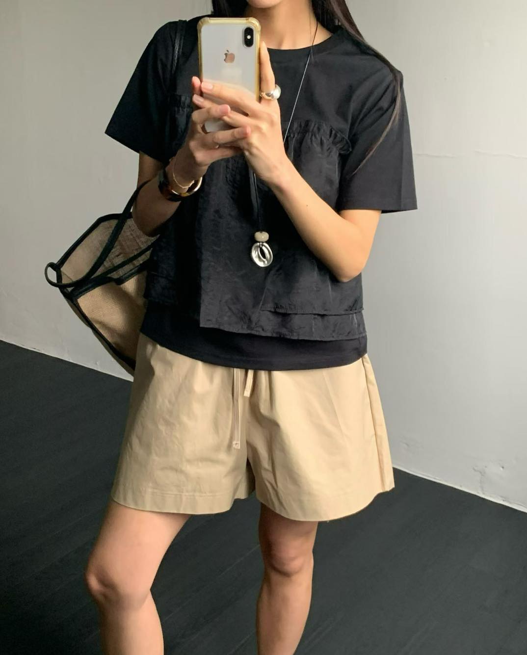 薄紗拼接假兩件TEE