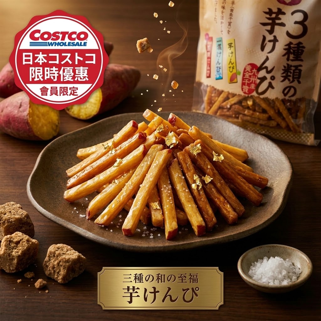 日本九州產 3種風味番薯脆條分享包 - 11袋入 (715g)  