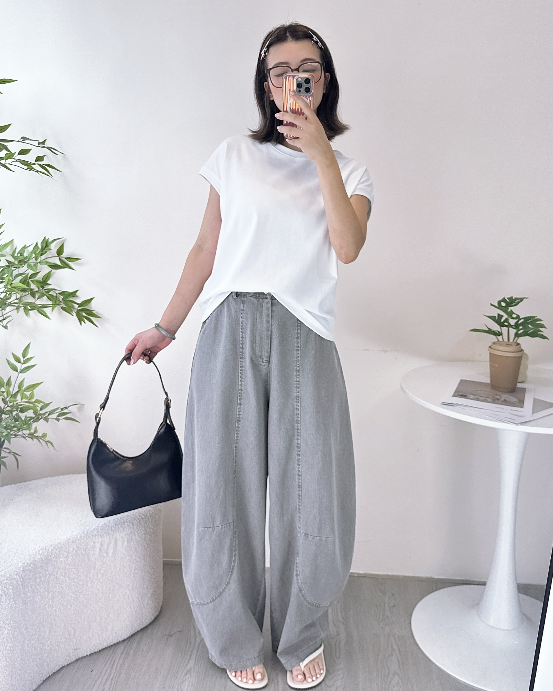 高質滑身超薄繭型牛仔褲 2色