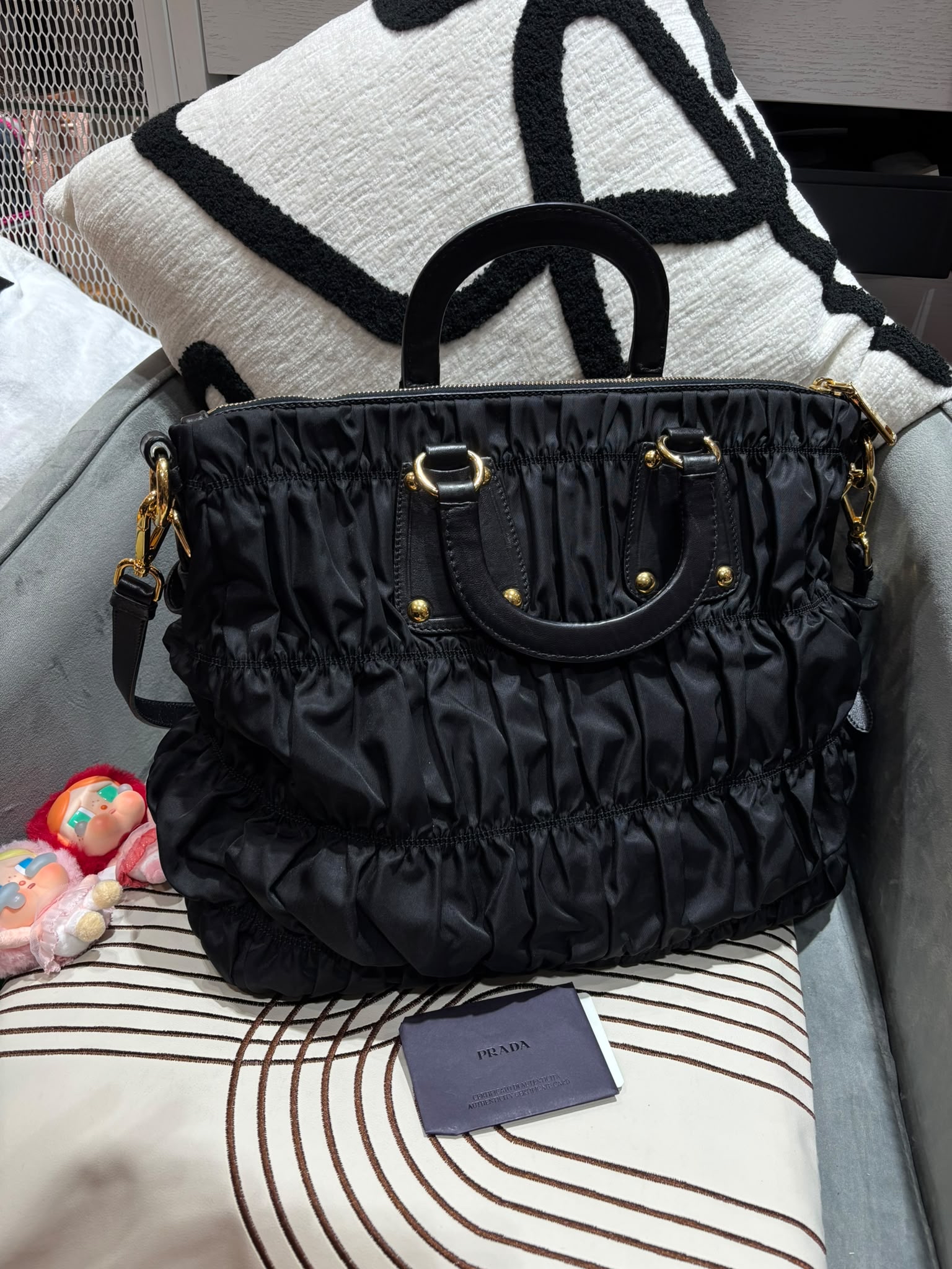 Prada Nylon Gaufre Tote Bag 2way bag 100%Authentic, 92%New ✅Dust bag