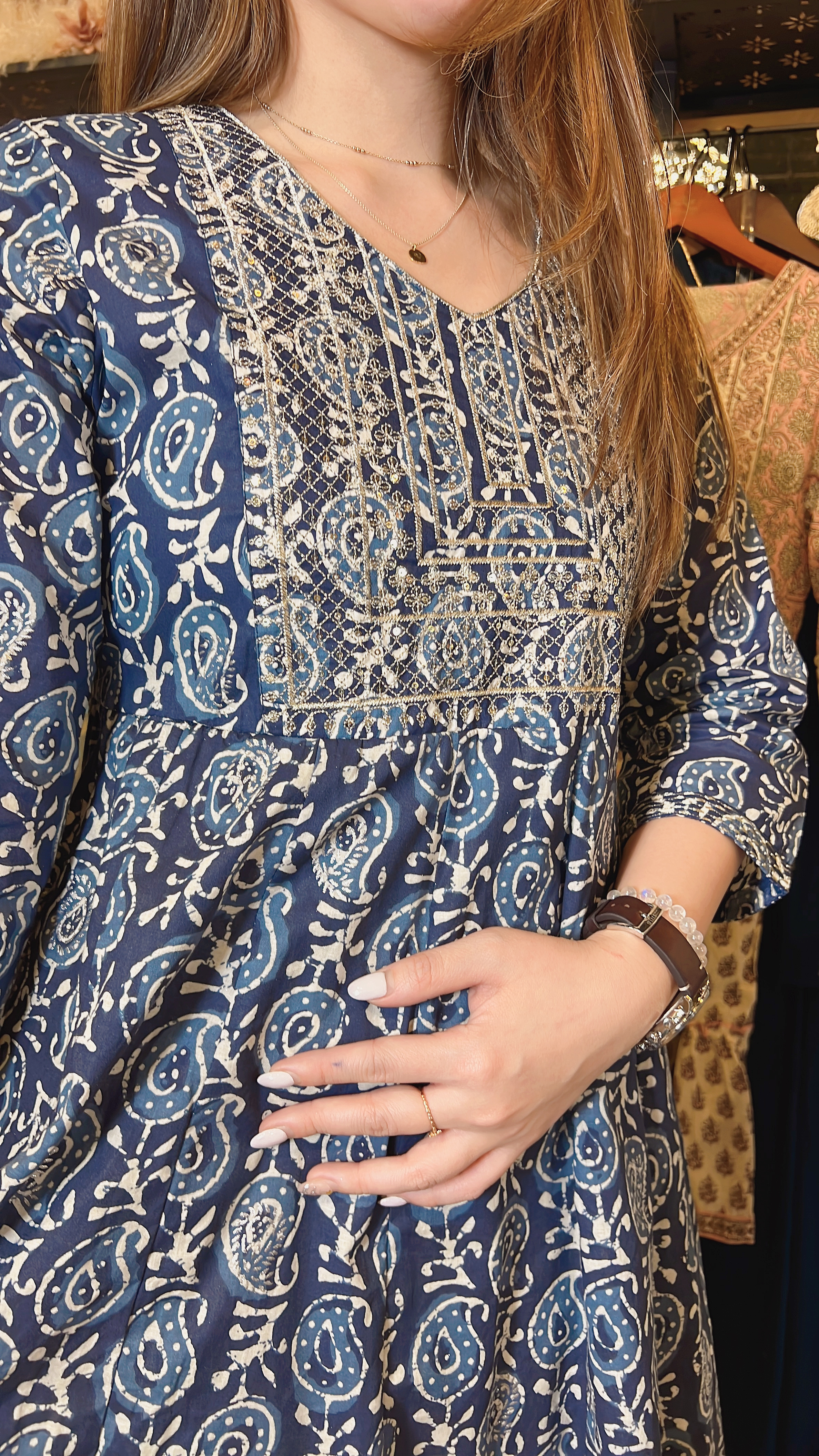 Blue X White Block Print 2- Layered OP49" #1074