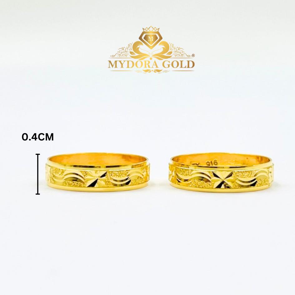 MYDORA Cincin Belah Rotan Pahat Pasir l EMAS 916/22K