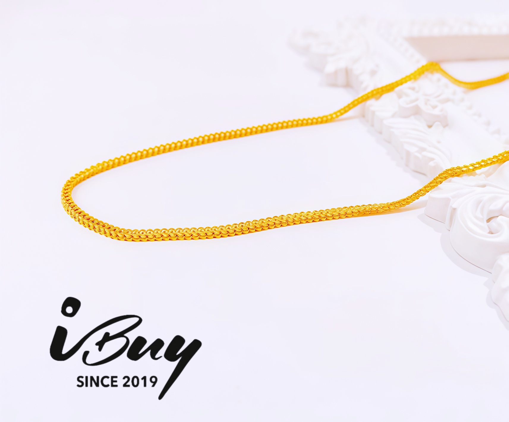916 GOLD QUARTET HERRINGBONE NECKLACE (030) 916 金 四方人字项链 （030）