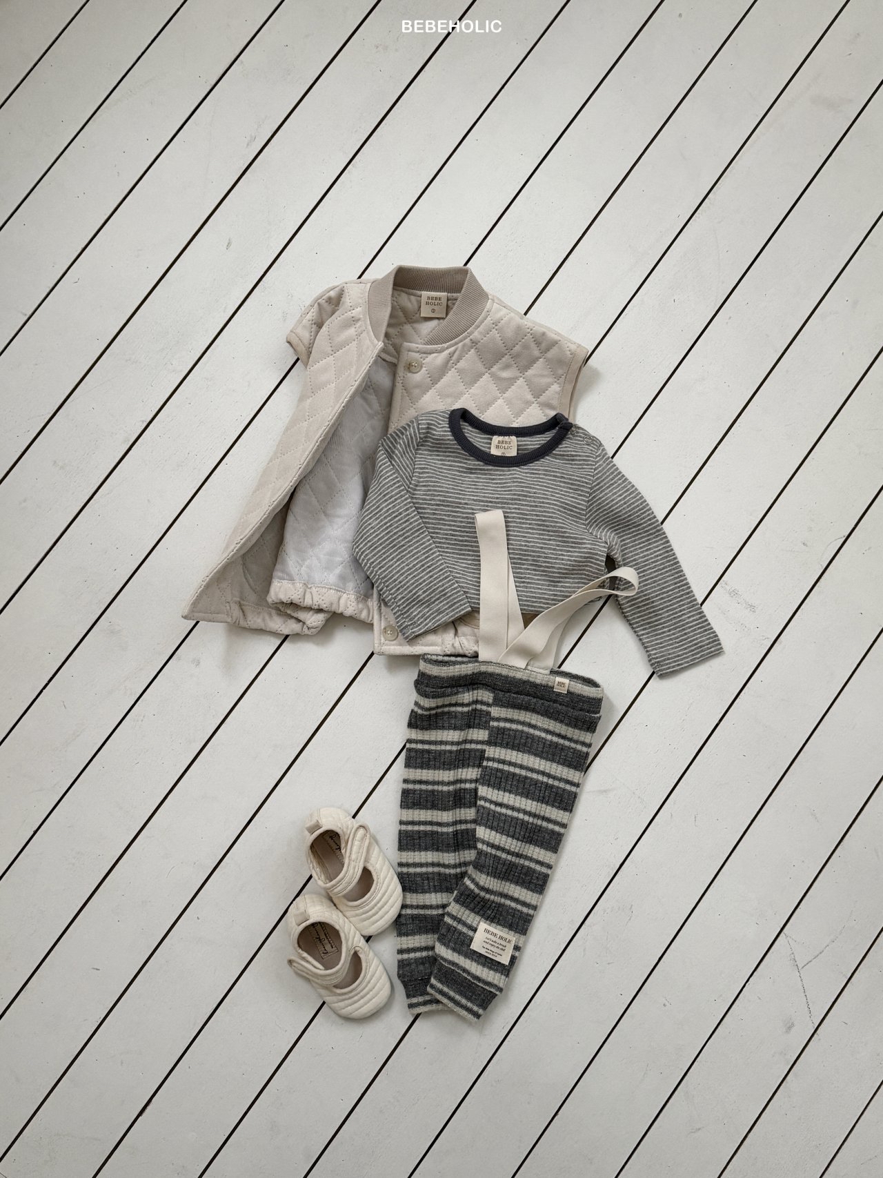 🌸預訂 韓國直送🌸🇰🇷BEBEHOLIC三色條紋打底長袖上衣