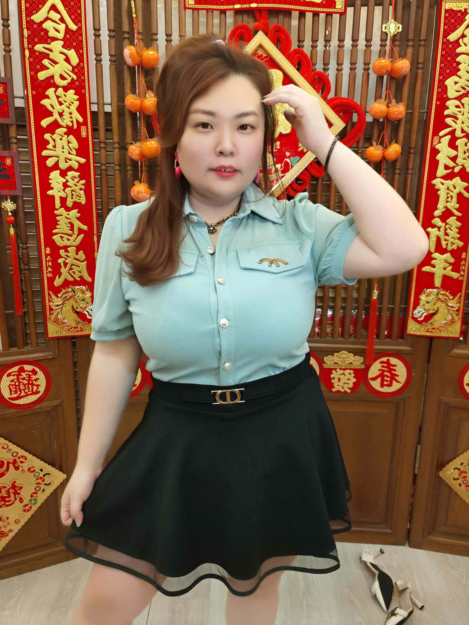 NFC10 TW#53211 胸双口袋金属配件设计上衣