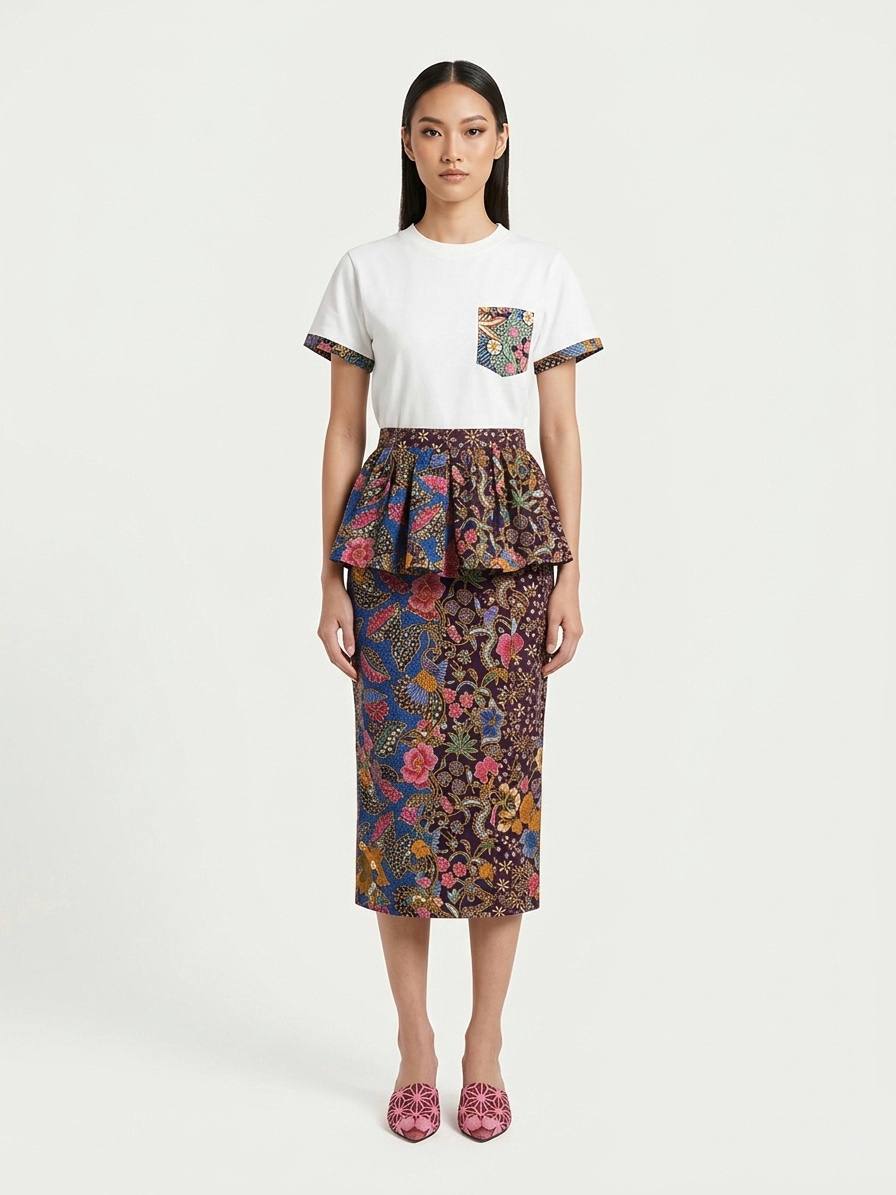 T8066 - Melur Peplum Batik Skirt